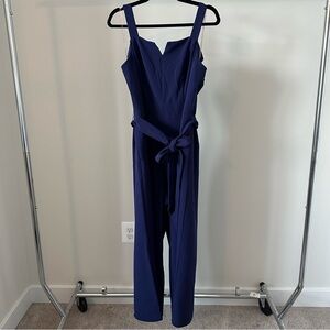 Lane Bryant Navy Blue Sleeveless Jumpsuit with Waist Tie